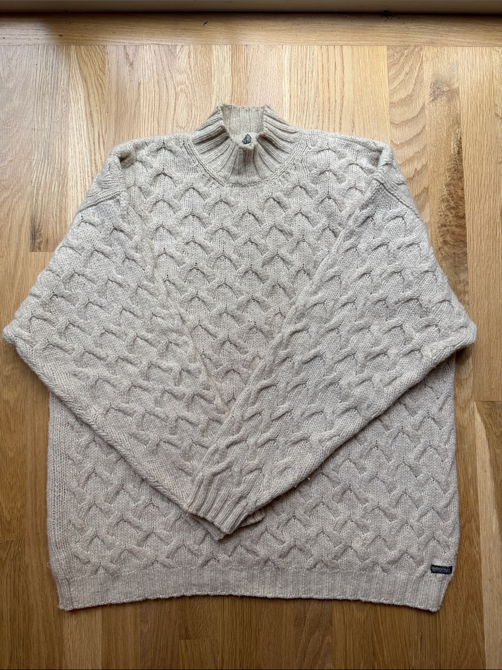 Men's Cream Cable Knit Wool and Cashmere Sweater from Ireland